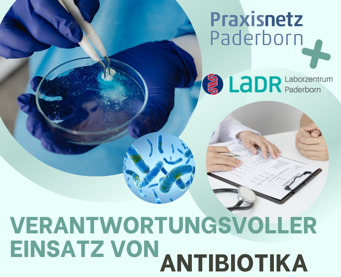 Einladungsflyer zum Thema verantwortungsvoller Einsatz von Antibiotika und Antibiotikatherapie am 25.02.2026.