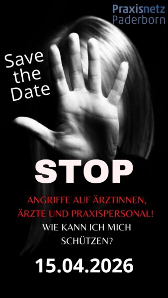 Flyer zur Kriminalprävention für medizinisches Personal am 15.04.2026: Angriffe stoppen und Schutzmaßnahmen.